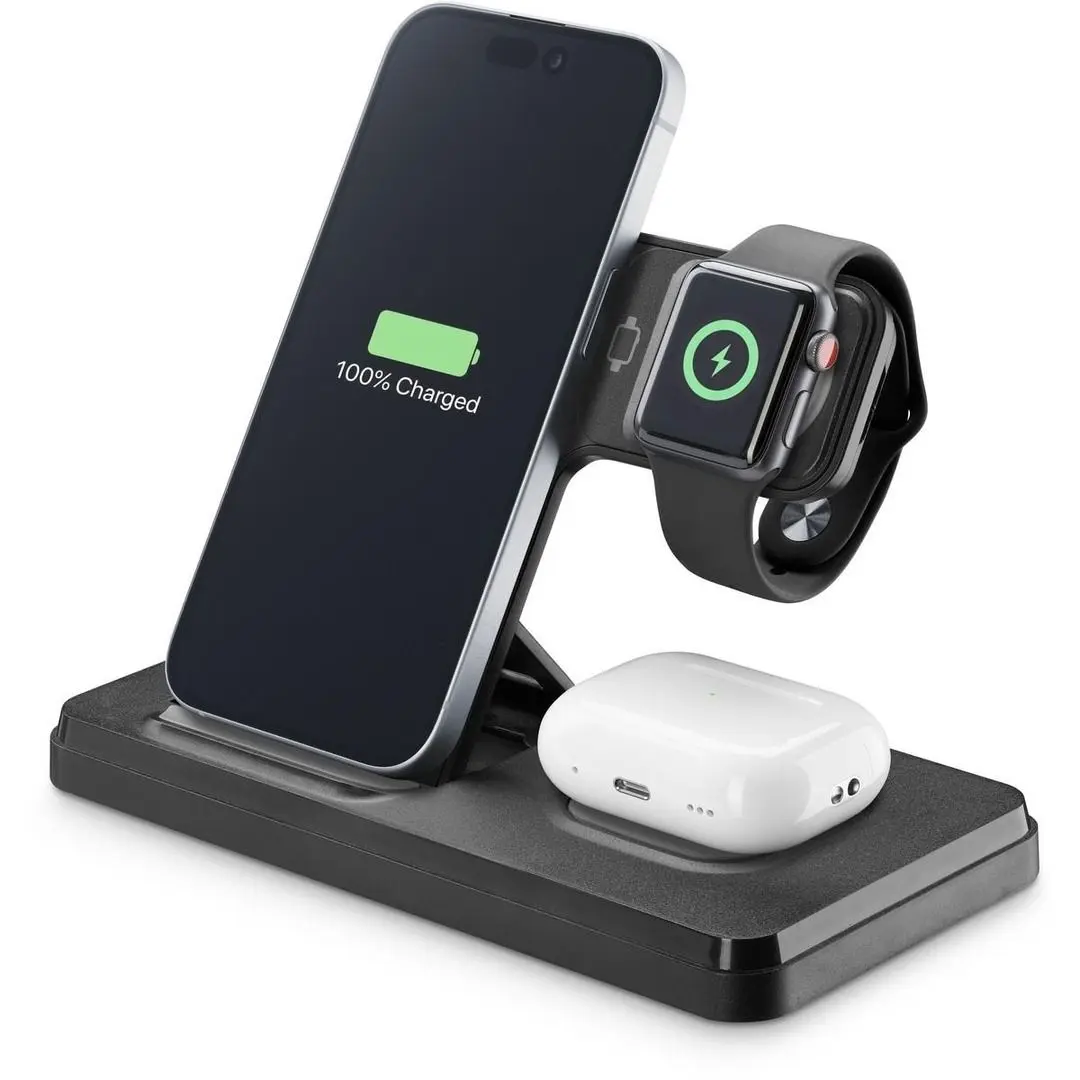 Incarcator fara fir 3in1 CellularLine Triple Station (Black)