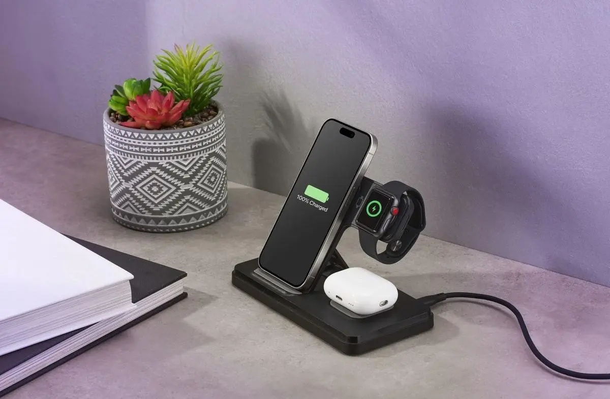 Incarcator fara fir 3in1 CellularLine Triple Station (Black)