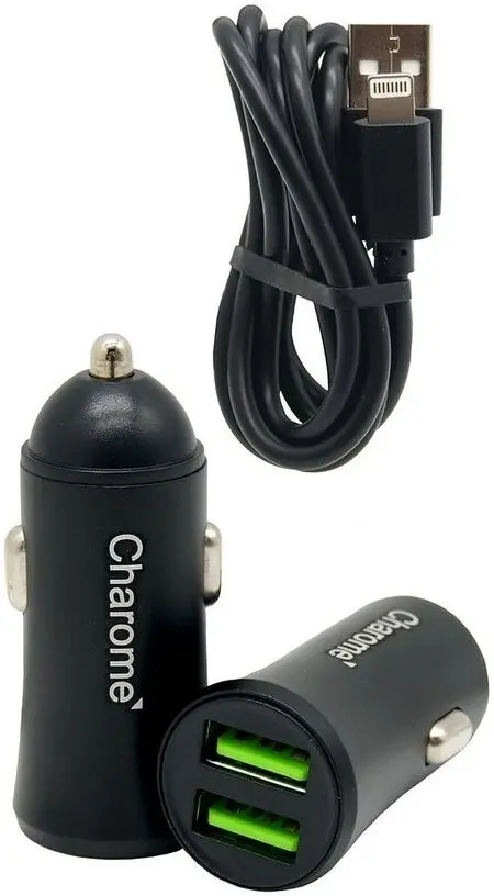 Incarcator auto + cablu USB to Lightning Charome C6 (Black)