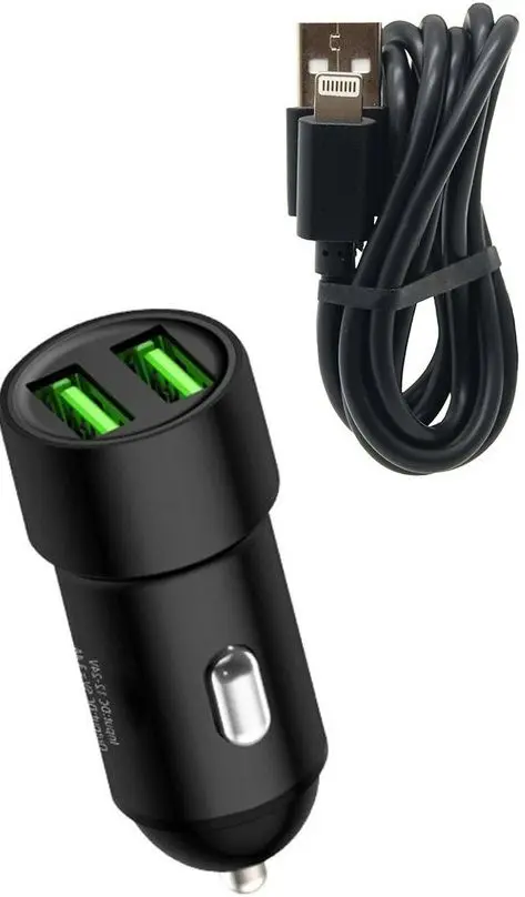 Incarcator auto + cablu USB to Lightning Charome C6 (Black)
