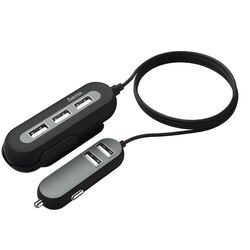 Incarcator auto Hama 2+3 Power Extension 136666 (Black)