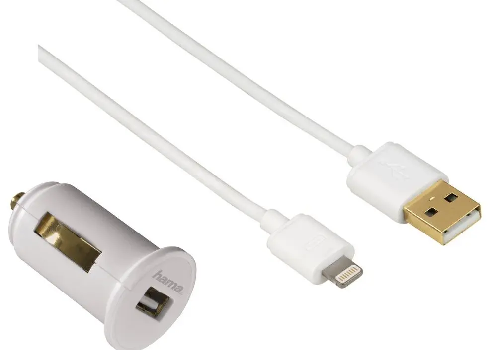 Incarcator auto Hama Piccolino 119432 + Lightning (White)