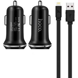 Автомобильное зарядное устройство Hoco Z1 + кабель Lightning (Black) Thumb