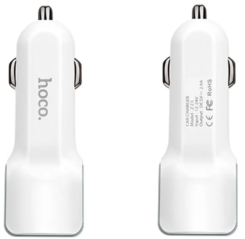 Încărcător auto Hoco Z23 Grand style + cablu Lightning (White)