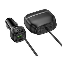 Incarcator auto + splitter Hoco Z59A Rank (Black) Thumb