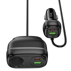 Incarcator auto + splitter Hoco Z59A Rank (Black) Thumb