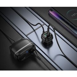 Incarcator auto + splitter Hoco Z59A Rank (Black) Thumb