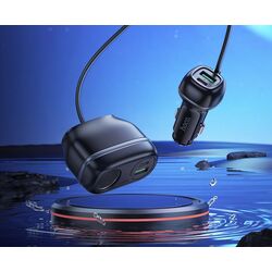 Incarcator auto + splitter Hoco Z59A Rank (Black) Thumb