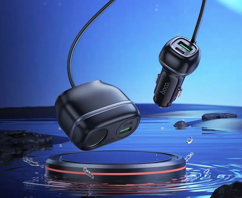 Incarcator auto + splitter Hoco Z59A Rank (Black)