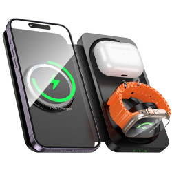 Incarcator fara fir Hoco 3in1 CQ13 Triumph (Black) Thumb