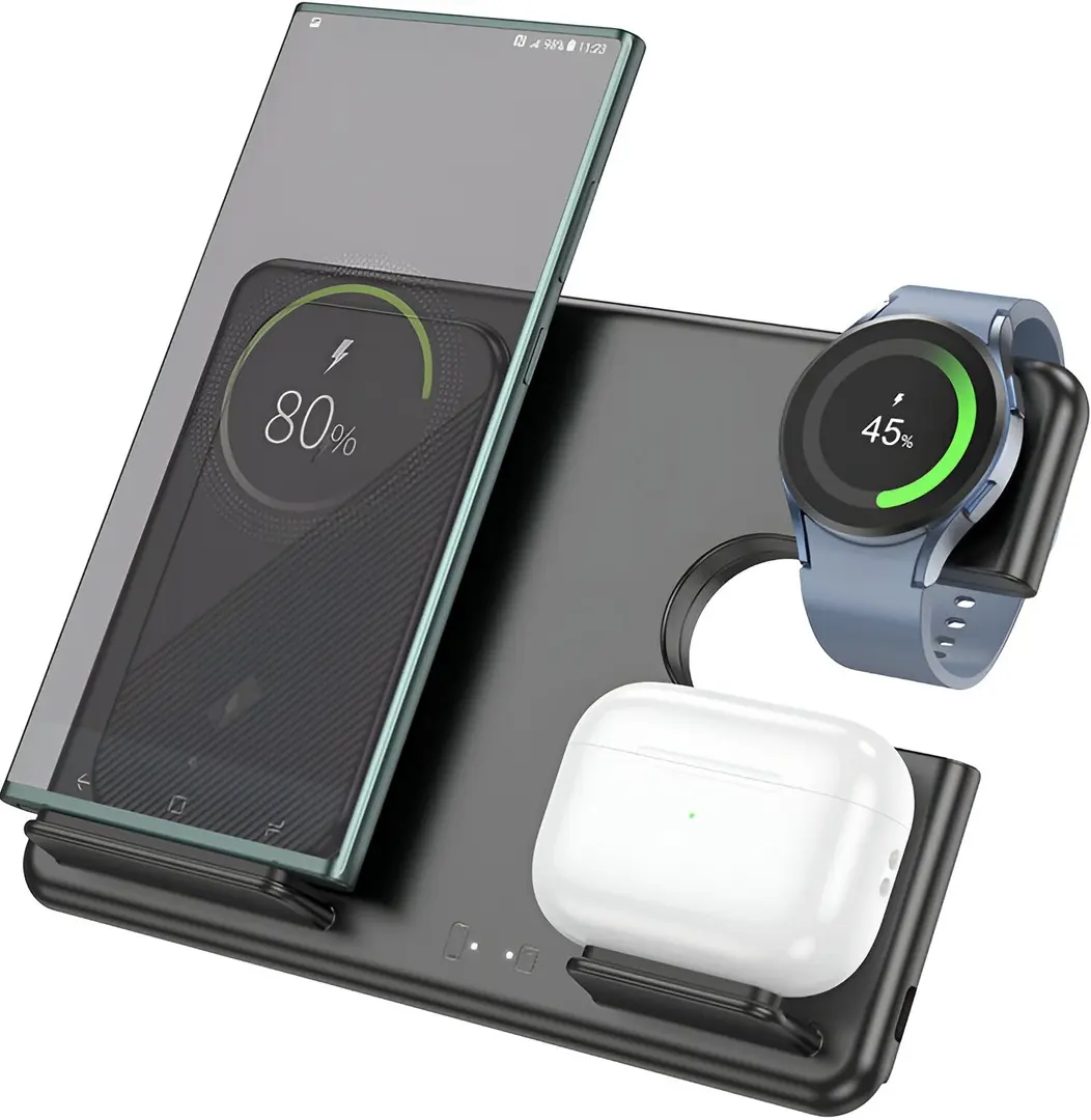 Беспроводное зарядное устройство 3в1 Hoco CQ2 Flash (Black)