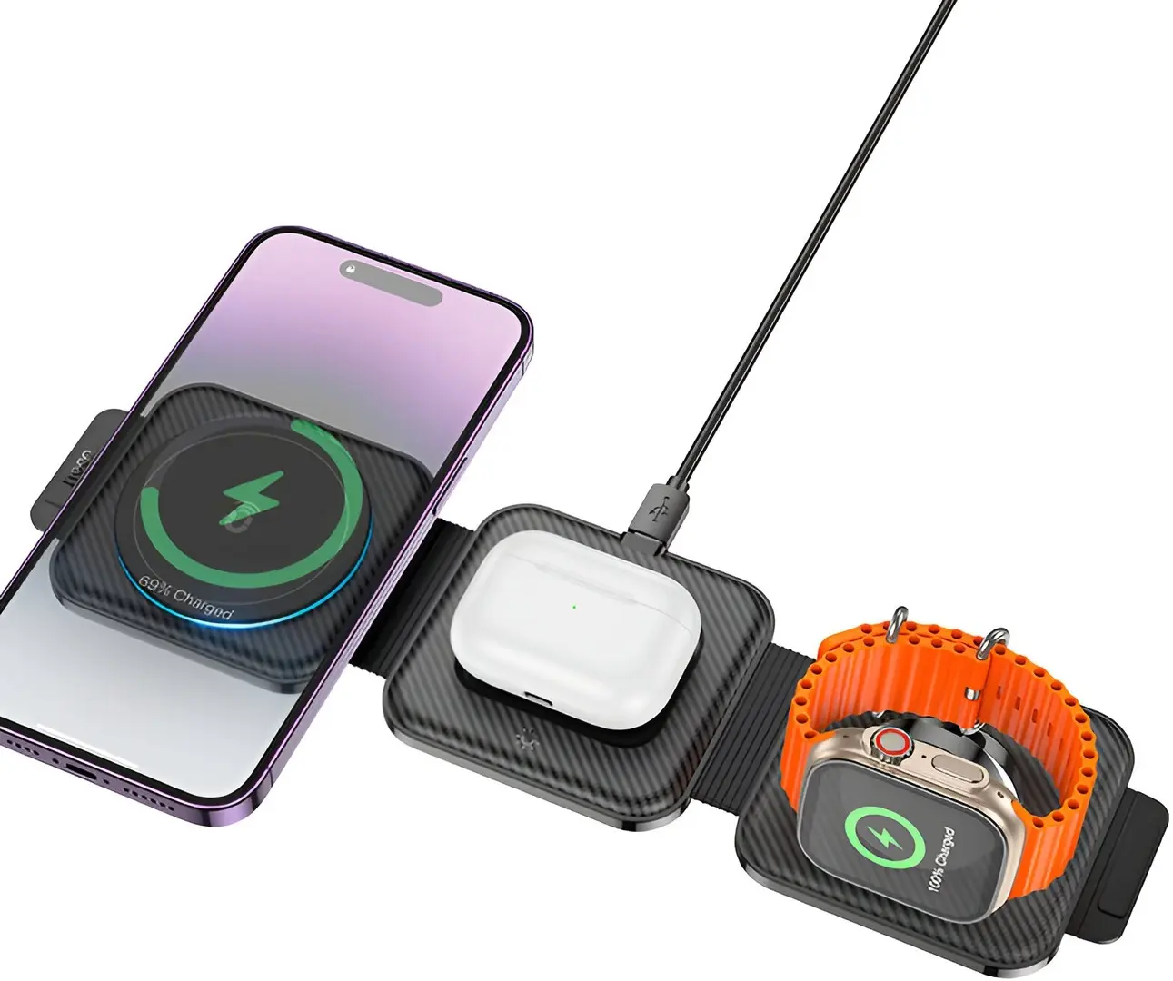 Беспроводное зарядное устройство 3в1 Hoco CQ4 Unique (Black)