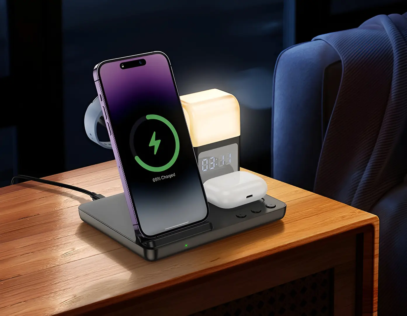 Беспроводное зарядное устройство 3в1 Hoco CQ9 Crown (Black)