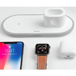 Incarcator fara fir 3in1 Hoco CW21 Wisdom (White) Thumb
