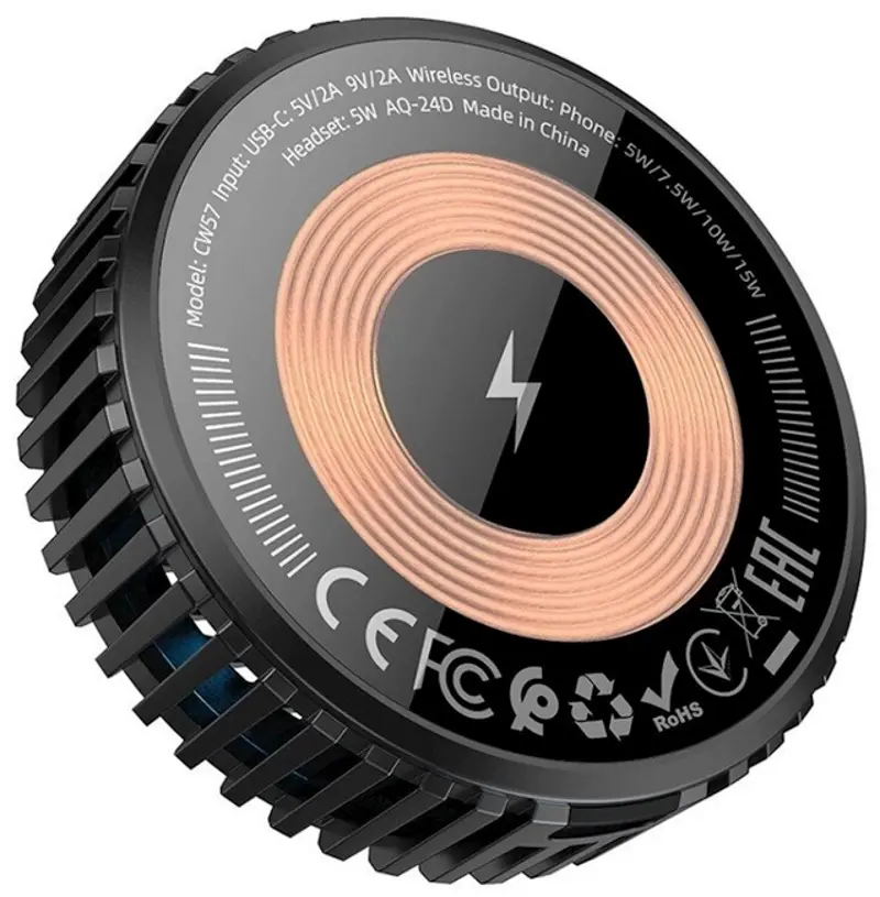 Беспроводное зарядное устройство Hoco CW57 Air-cooled (Black) - 2