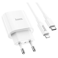 Incarcator Hoco C94A Metro + cablu Type-C to Lightning (White) Thumb