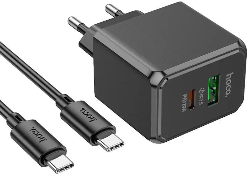 Incarcator Hoco CS14A Ocean PD20W+QC3.0 Type-C to Type-C (Black)