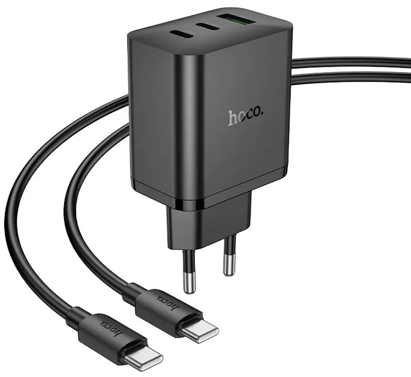 Incarcator HOCO N51 Scenery + cablu Type-C to Type-C (Black)