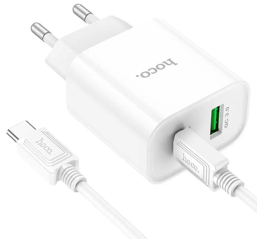 Incarcator + cablu Type-C to Type-C Hoco C80A Plus Rapido (White)