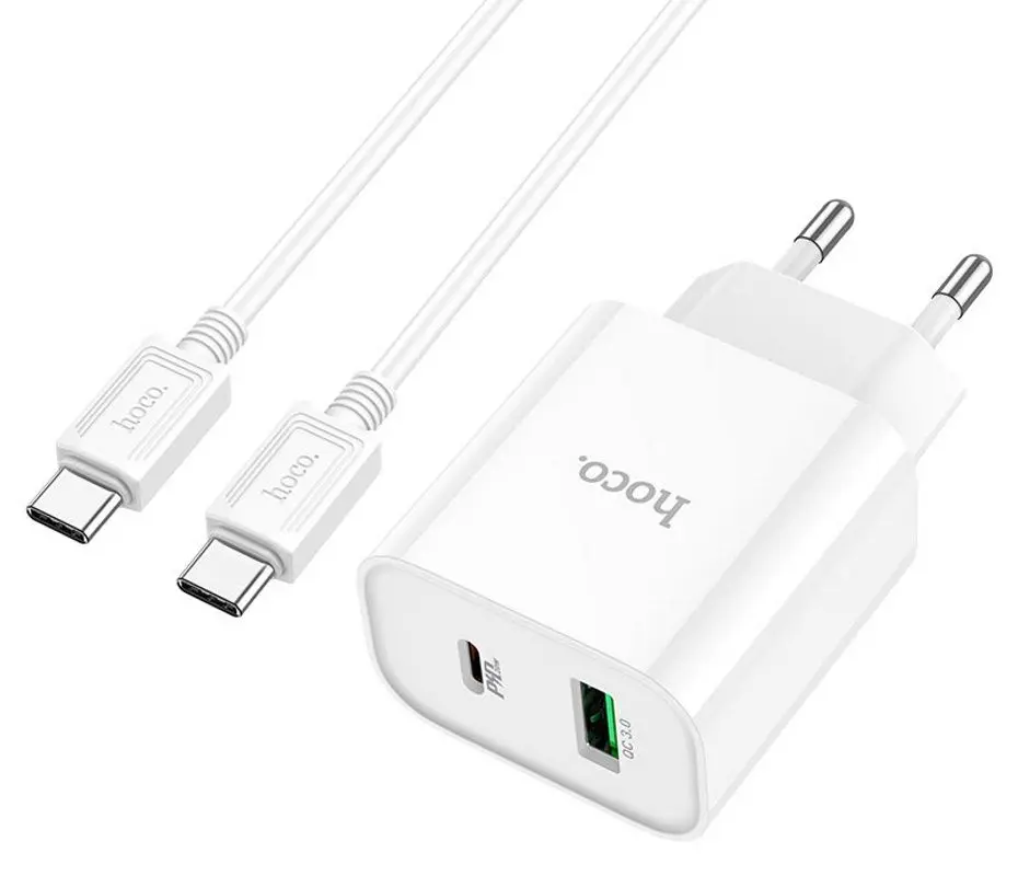 Incarcator + cablu Type-C to Type-C Hoco C80A Plus Rapido (White)