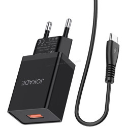 Зарядное устройство Jokade JB022 + кабель USB Type-C (Black)