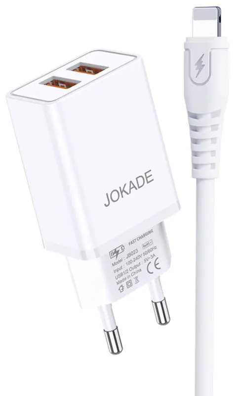 Incarcator Jokade JB024-4 + USB-A to Lightning 1m (White)