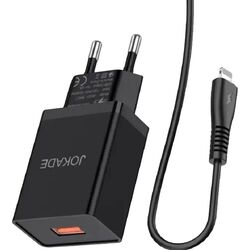 lncarcator + cablu USB to Lightning Jokade JB022 (Black) Thumb