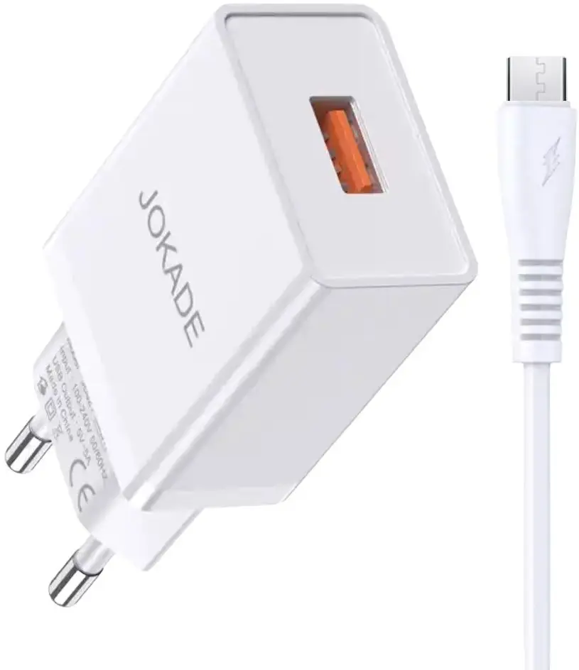 lncarcator + cablu USB to Micro-USB Jokade JB022 (White)