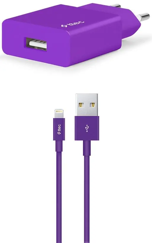 lncarcator + cablu USB to Lightning Ttec Smart Travel (Purple)