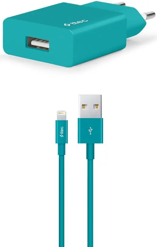 lncarcator + cablu USB to Lightning Ttec Smart Travel (Turquoise)