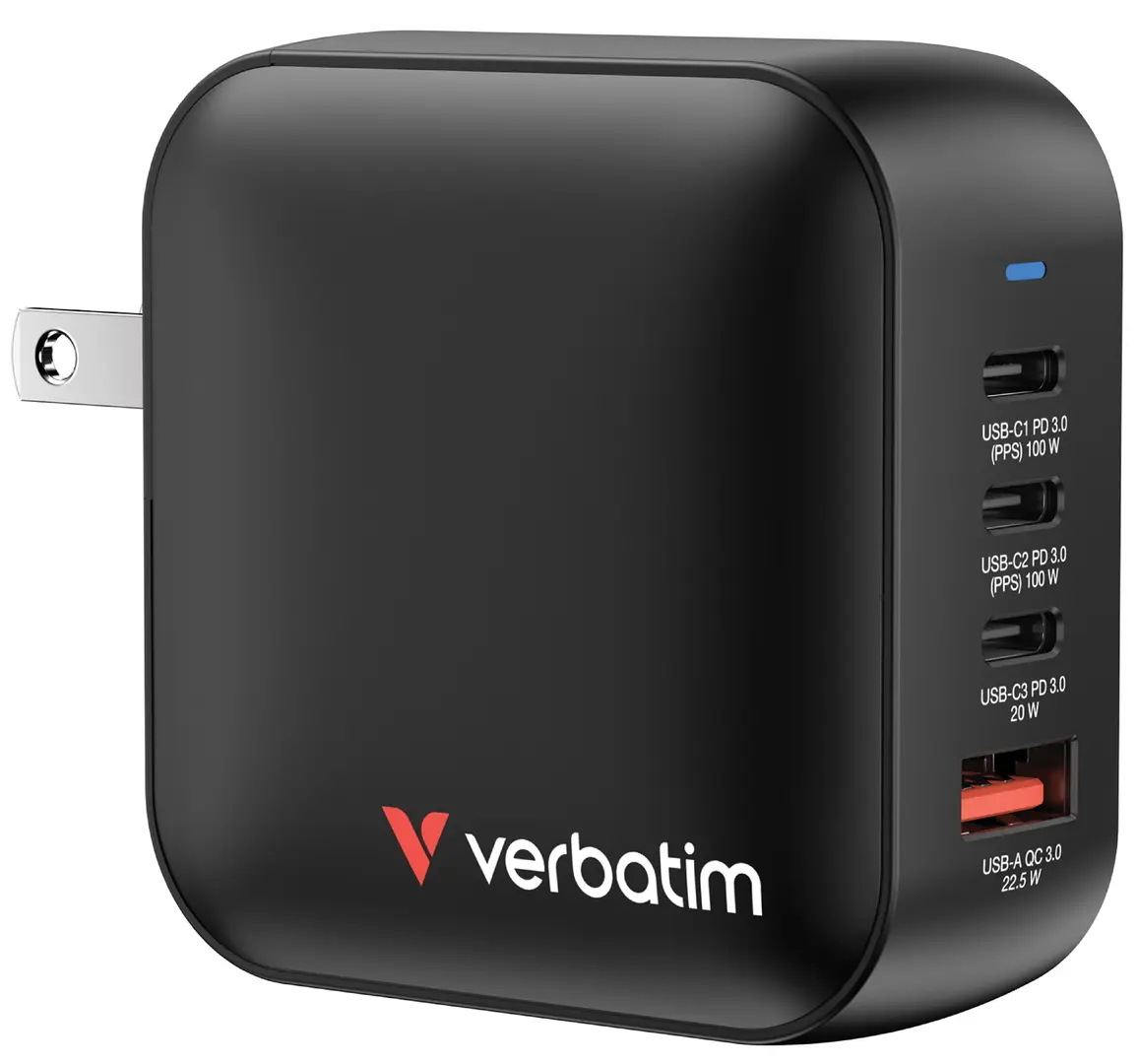 Зарядное устройство Verbatim Mini GaN 100W (Black)