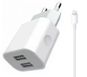 Incarcator XPower 2USB 2.4A + cablu USB to Lightning (White)