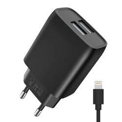 Incarcator XPower 2USB 5.0V-2.0A + Lightning (Black)