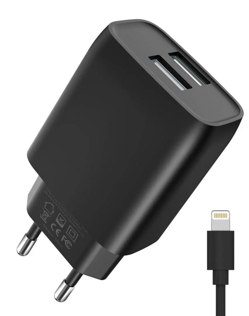 Incarcator XPower 2USB 5.0V-2.0A + Lightning (Black)