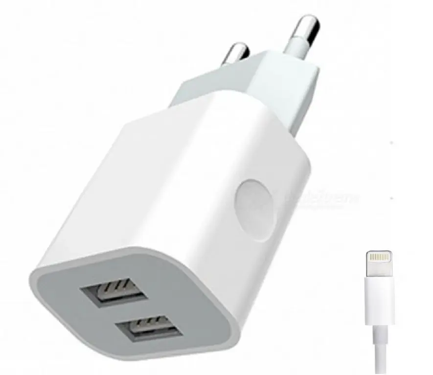 Incarcator XPower 2USB 5.0V-2.0A + Lightning (White)