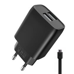 Incarcator XPower 2USB 5.0V-2.0A + Micro-USB (Black)