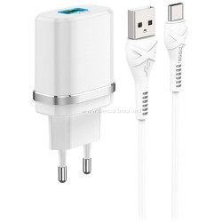 Incarcator XPower QC3.0 + cablu USB to Type-C (White)