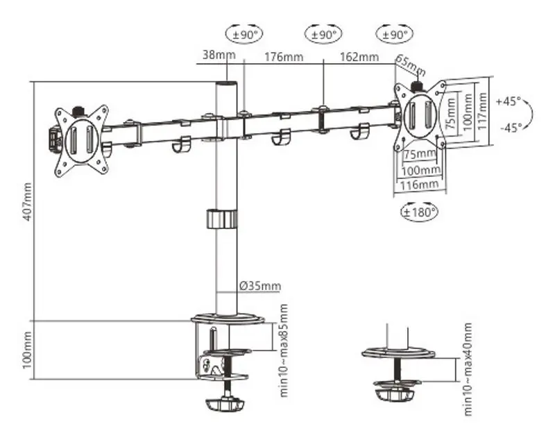 Suport pentru monitor Gembird MA-D2-01 (Black)
