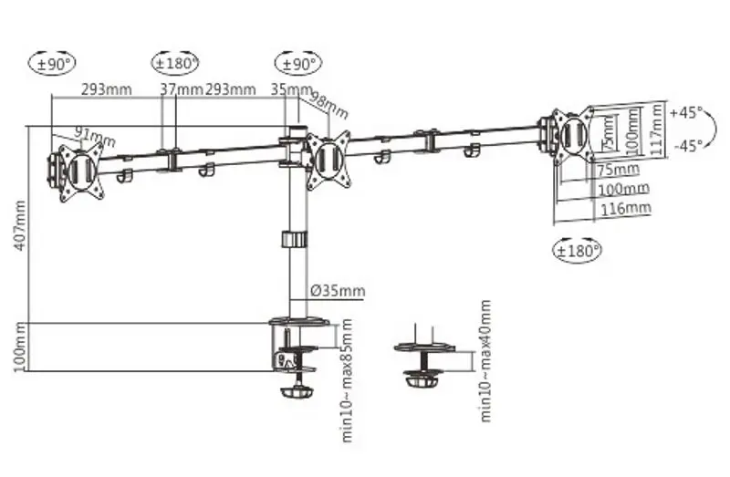Suport pentru monitor Gembird MA-D3-01 (Black)
