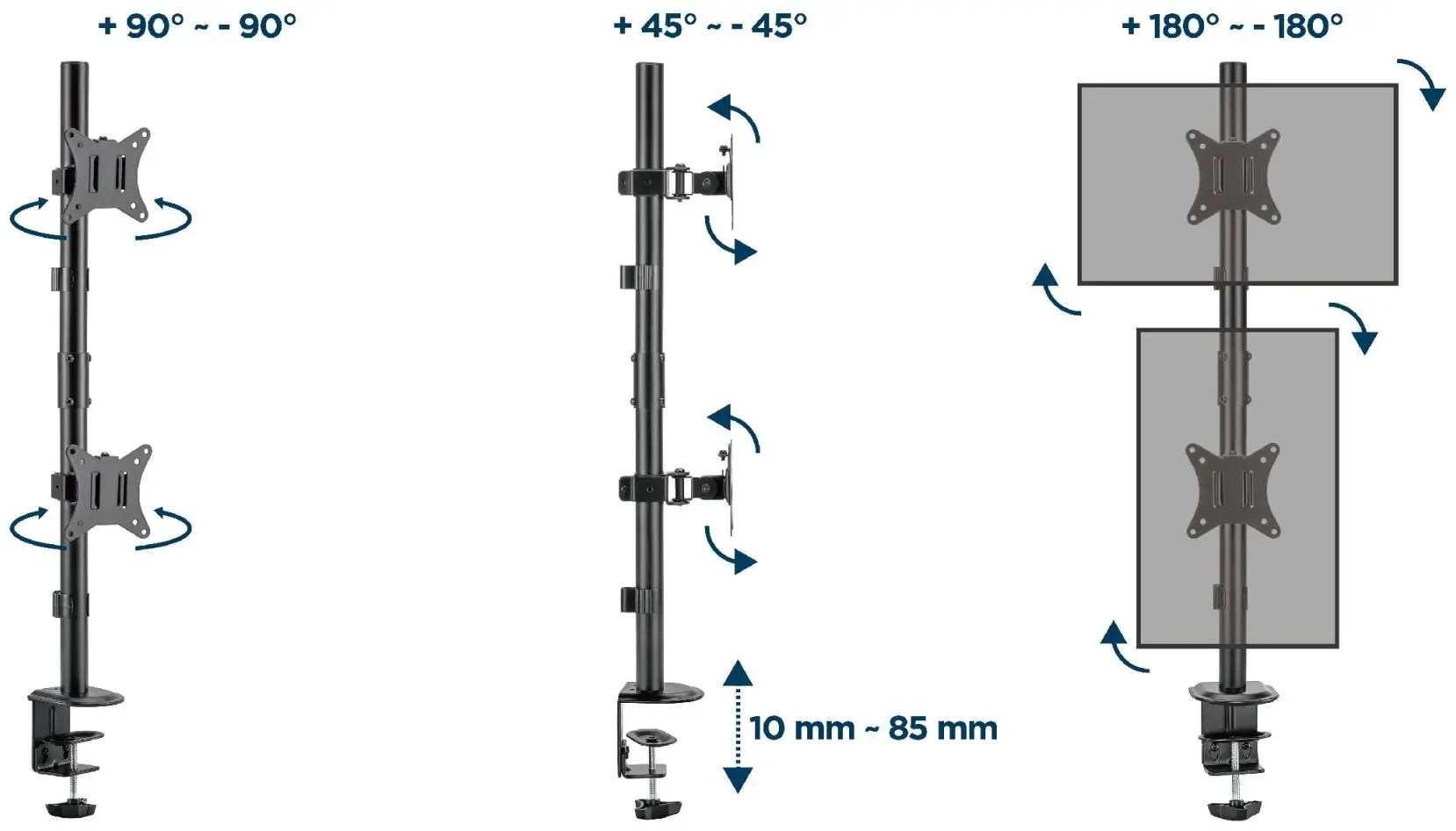 Кронштейн для мониторов Gembird MA-D2-02 17-32 (Black)