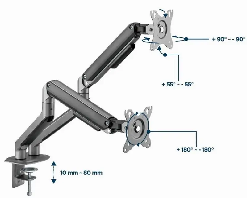 Suport pentru monitoare Gembird MA-DA2-05 (Space Grey)