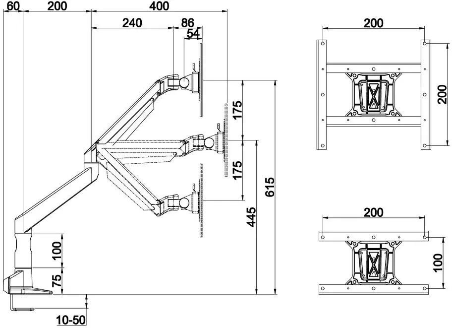 Кронштейн для монитора Multibrackets Gas Lift XL 7130 (Silver) - 11
