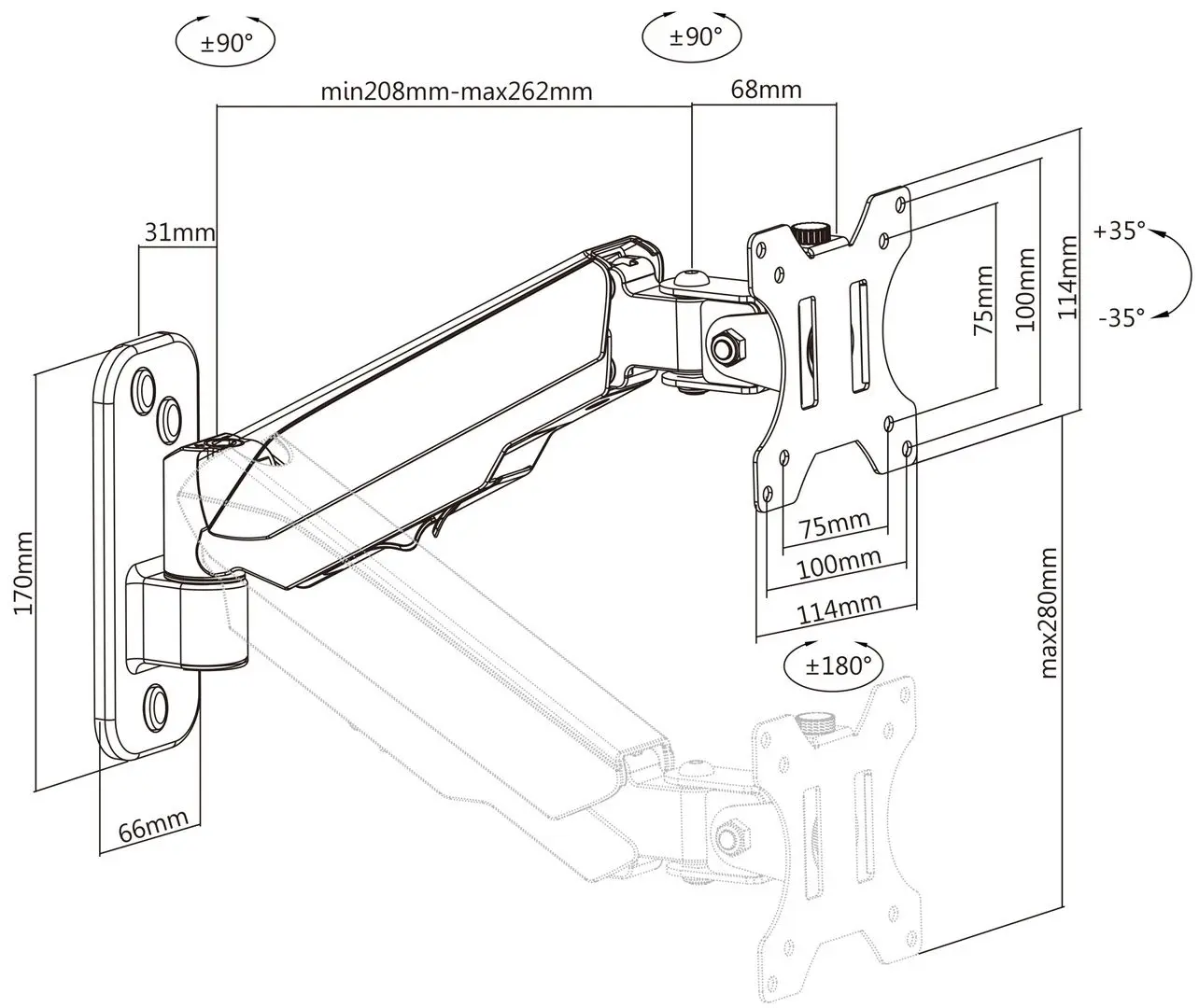 Кронштейн для монитора Multibrackets MB-0013 (Black) - 11