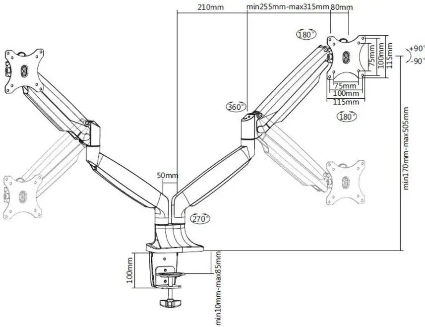 Кронштейн для монитора Multibrackets MB-3286 (Black) - 11