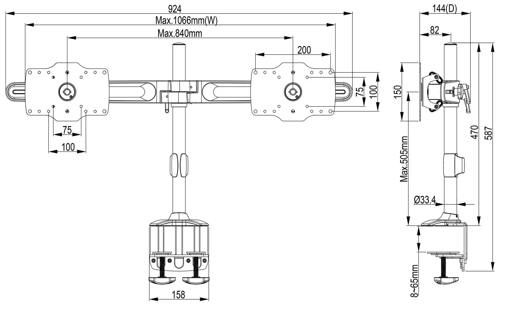 Кронштейн для мониторов Multibrackets MB-0365 (Black) - 11