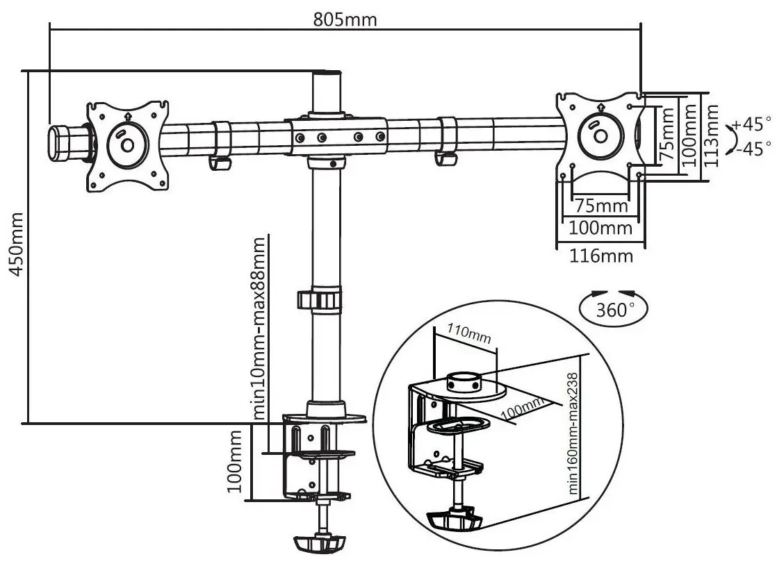 Кронштейн для мониторов Multibrackets MB-3309 (Black) - 12