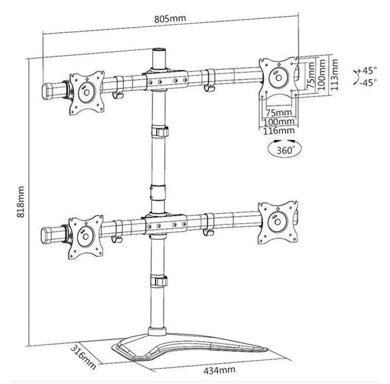 Кронштейн для мониторов Multibrackets MB-3347 15''-27'' (Black) - 2