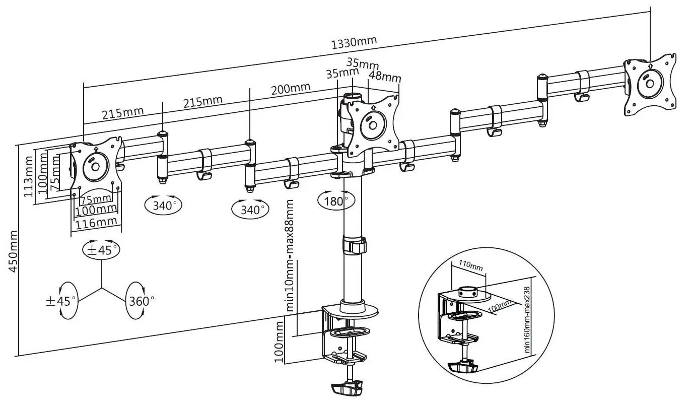 Кронштейн для мониторов Multibrackets MB-3385 (Black) - 2
