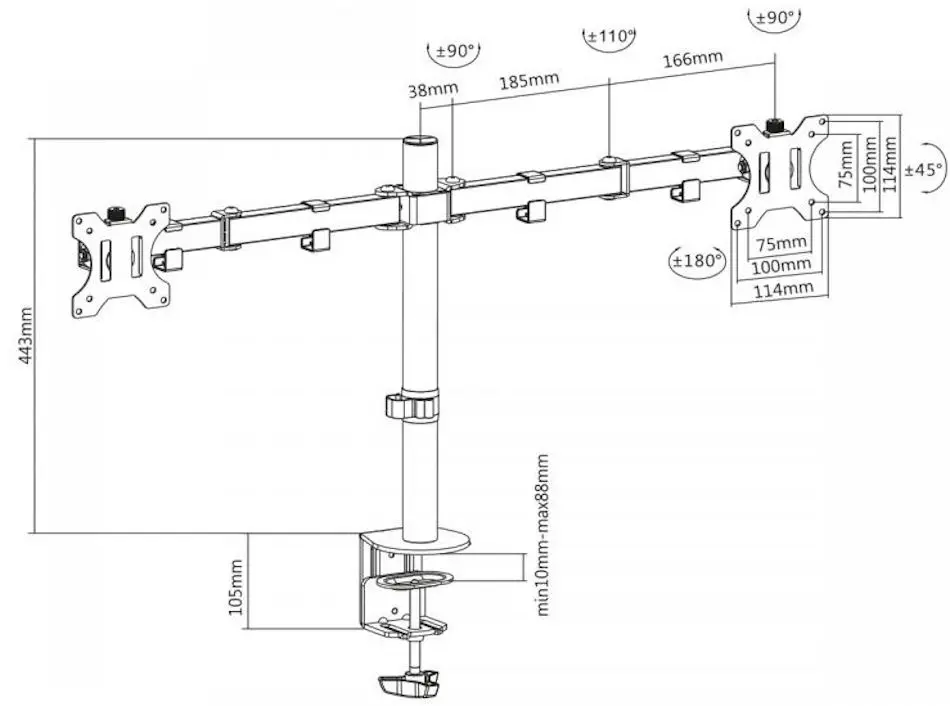 Suport pentru monitor Sbox LCD-352/2 (Black)