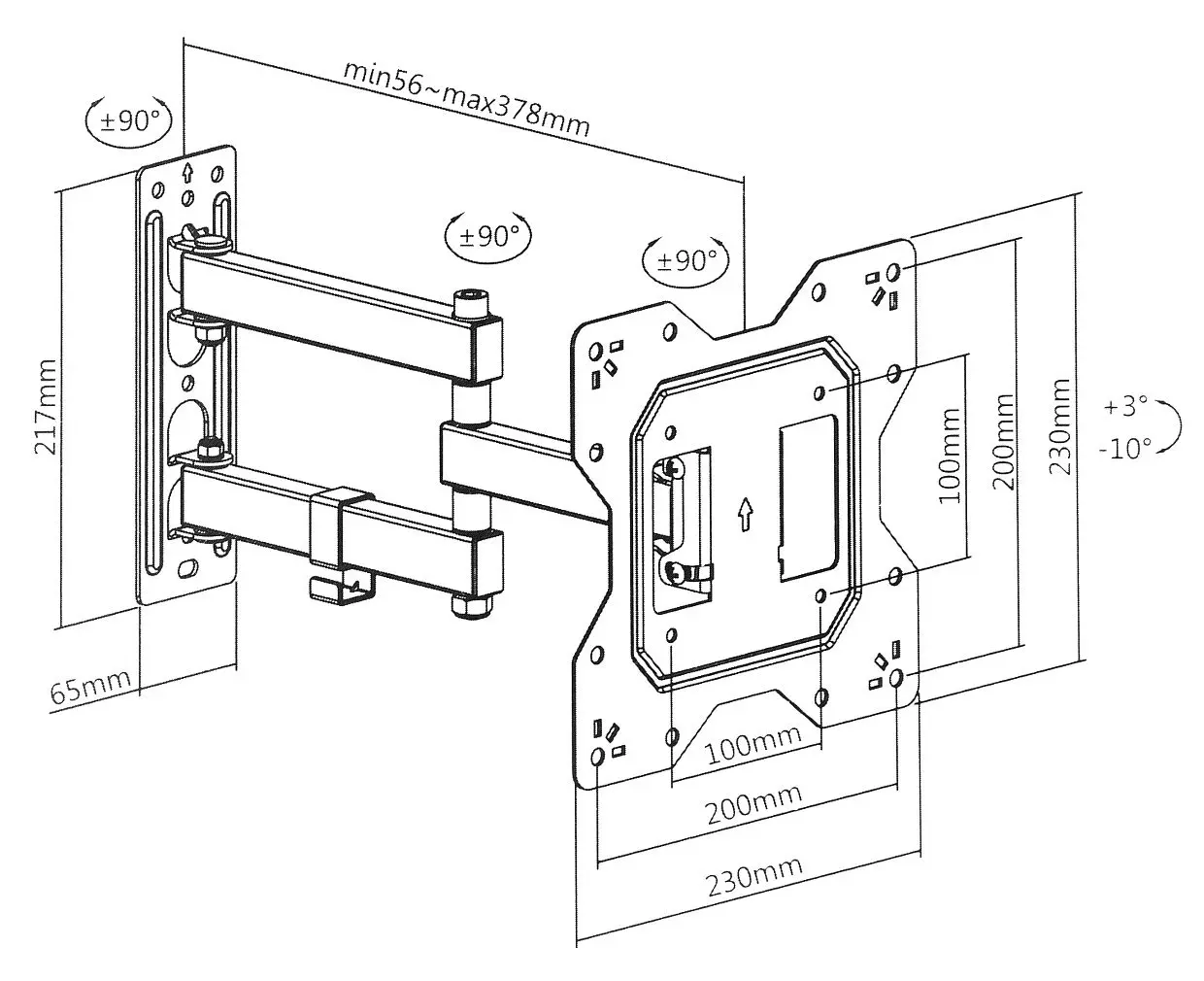 Кронштейн для телевизора Brateck LPA68-223 (Grey) - 4